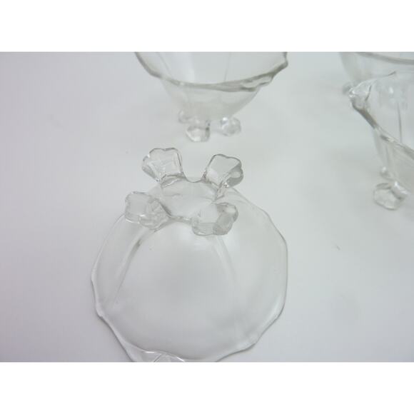 Vintage Salt Cellar Dipping Bowls Footed Small Dishes Glass - Picture 5 of 5